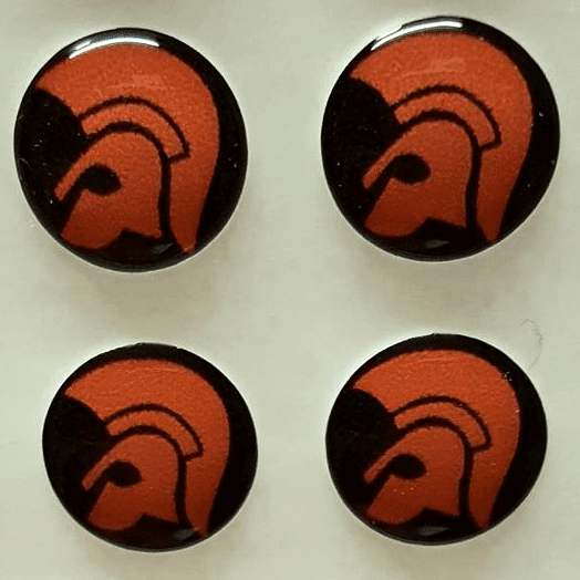 Trojan Head Orange And Black Background Hankie Pin 10Mm