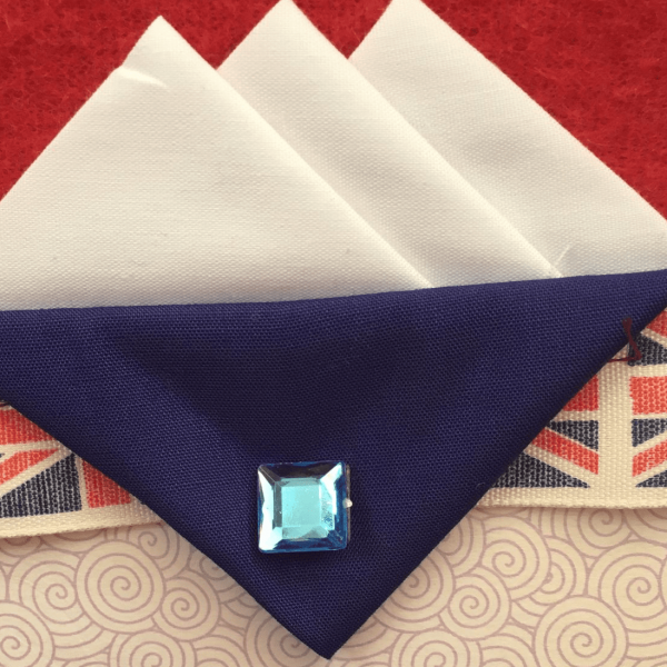 White Hankie With Dark Blue Flap And Pin