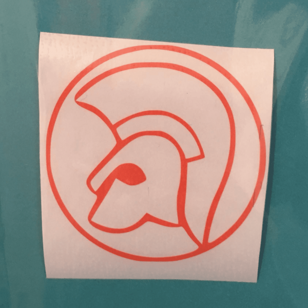 White Orange Trojan Head Sticker