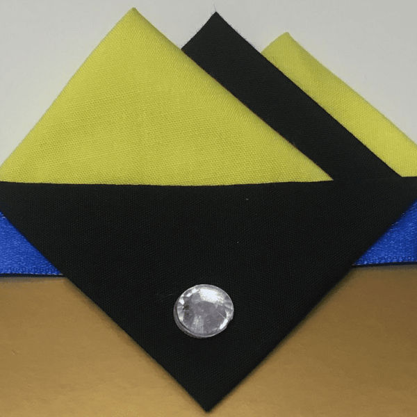Yellow And Black Pocket Hankie With Black Flap And Pin