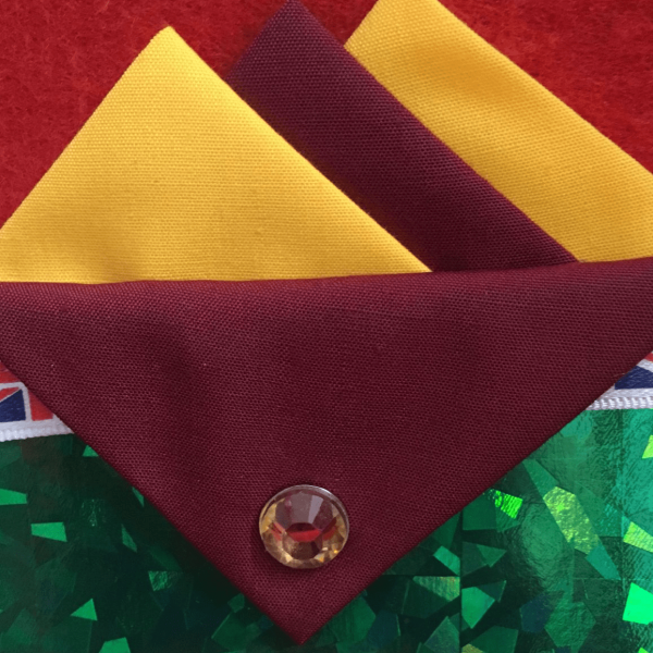 Yellow And Burgundy Hankie With Burgundy Flap And Pin