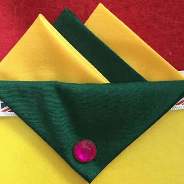 Yellow And Green Hankie With Green Flap And Pin