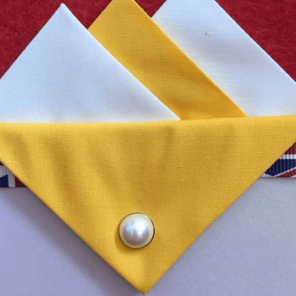 Yellow And White Hankie With Yellow Flap And Pin