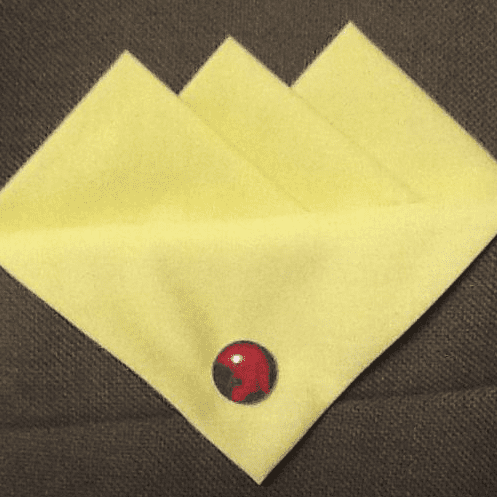 Yellow (Baby Yellow) Pocket Hankie With Green Red Trojan Head Pin